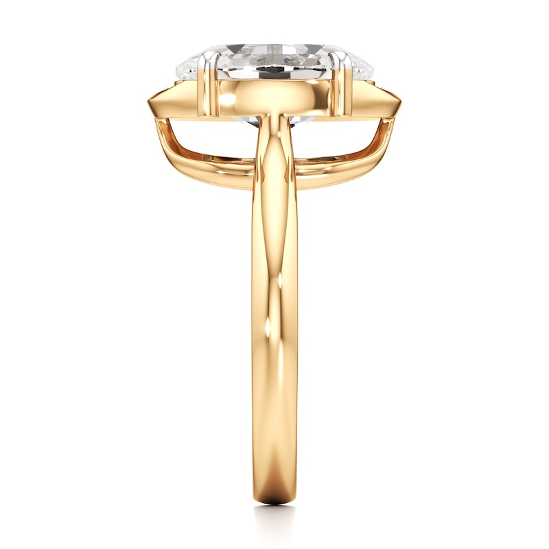 Main Image 3 of J'Lure Oval Step-Cut Lab-Grown Diamond Half-Halo Engagement Ring 3 ct tw 18K Yellow Gold