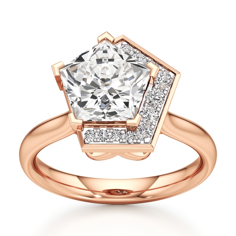 Main Image 1 of J'Lure Pentagon Brilliant-Cut Lab-Grown Diamond Half-Halo Engagement Ring 3-1/6 ct tw 18K Rose Gold