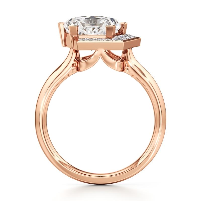 Main Image 2 of J'Lure Pentagon Brilliant-Cut Lab-Grown Diamond Half-Halo Engagement Ring 3-1/6 ct tw 18K Rose Gold