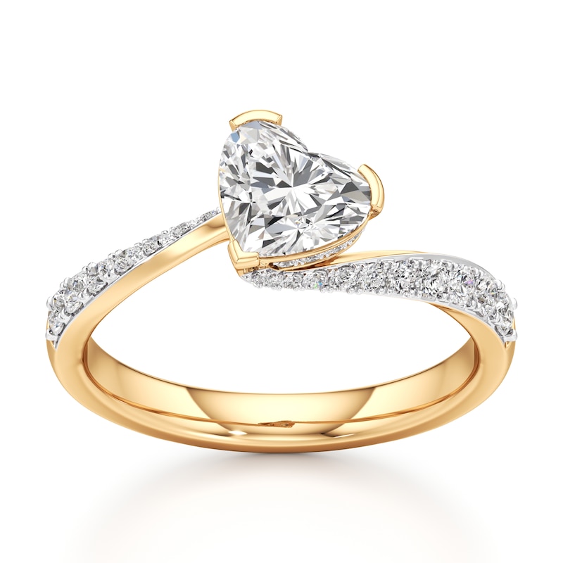 Main Image 1 of J'Lure Heart Brilliant-Cut Lab-Grown Diamond Bypass Engagement Ring 1-1/3 ct tw 18K Yellow Gold