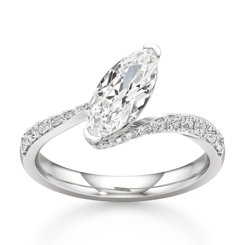 Main Image 1 of J'Lure Moval Old-Cut Lab-Grown Diamond Bypass Engagement Ring 1-3/8 ct tw 18K White Gold