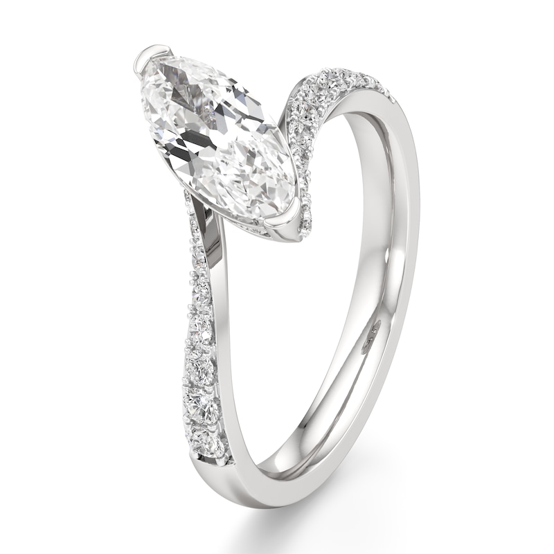 Main Image 4 of J'Lure Moval Old-Cut Lab-Grown Diamond Bypass Engagement Ring 1-3/8 ct tw 18K White Gold