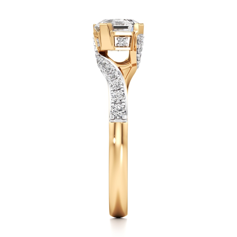 Main Image 3 of J'Lure Octagon Step-Cut Lab-Grown Diamond Bypass Engagement Ring 1-1/3 ct tw 18K Yellow Gold