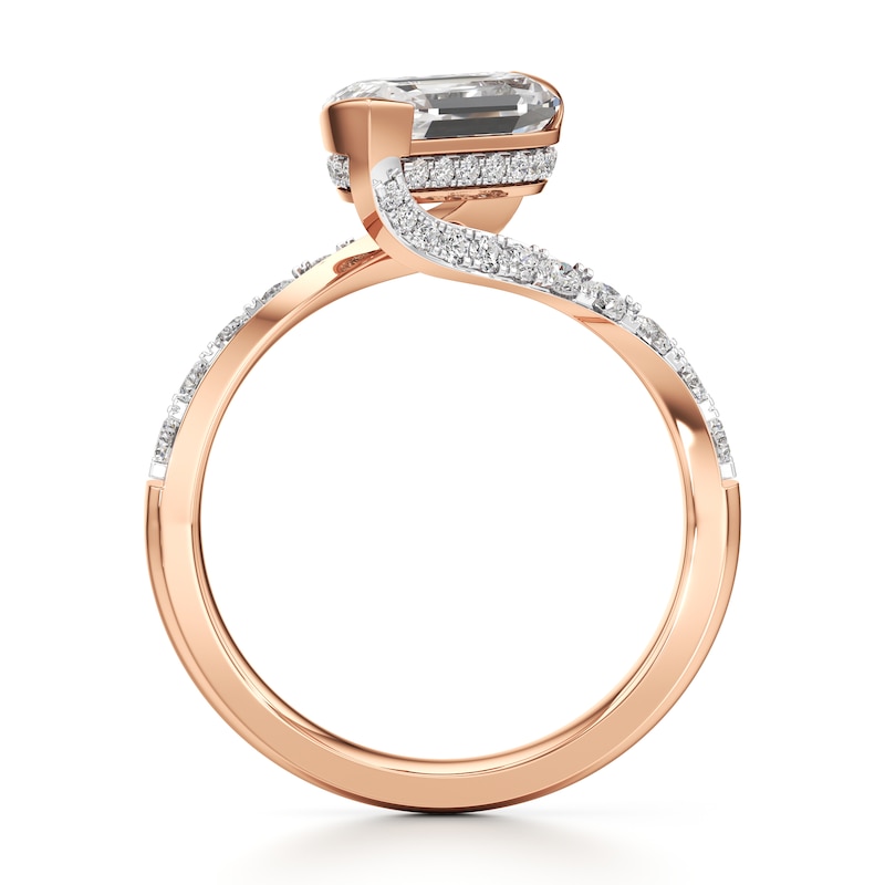 Main Image 2 of J'Lure Leaf Step-Cut Lab-Grown Diamond Bypass Engagement Ring 2-1/2 ct tw 18K Rose Gold