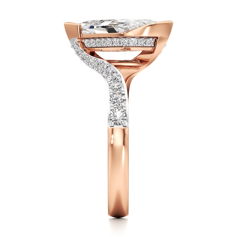Main Image 3 of J'Lure Leaf Step-Cut Lab-Grown Diamond Bypass Engagement Ring 2-1/2 ct tw 18K Rose Gold