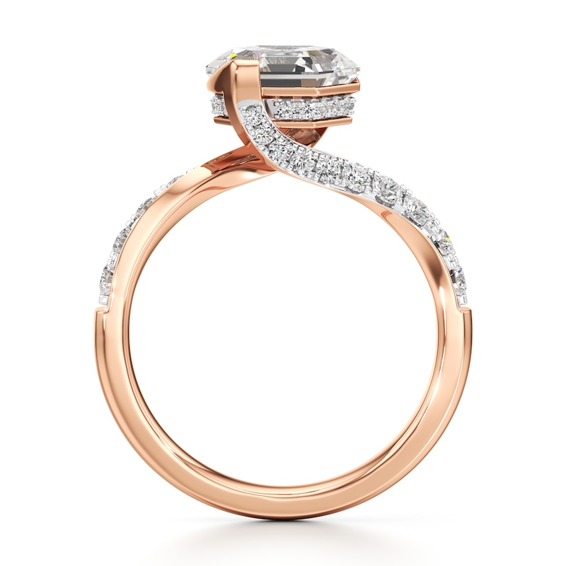 Main Image 2 of J'Lure Hexagon Step-Cut Lab-Grown Diamond Bypass Engagement Ring 2-1/2 ct tw 18K Rose Gold