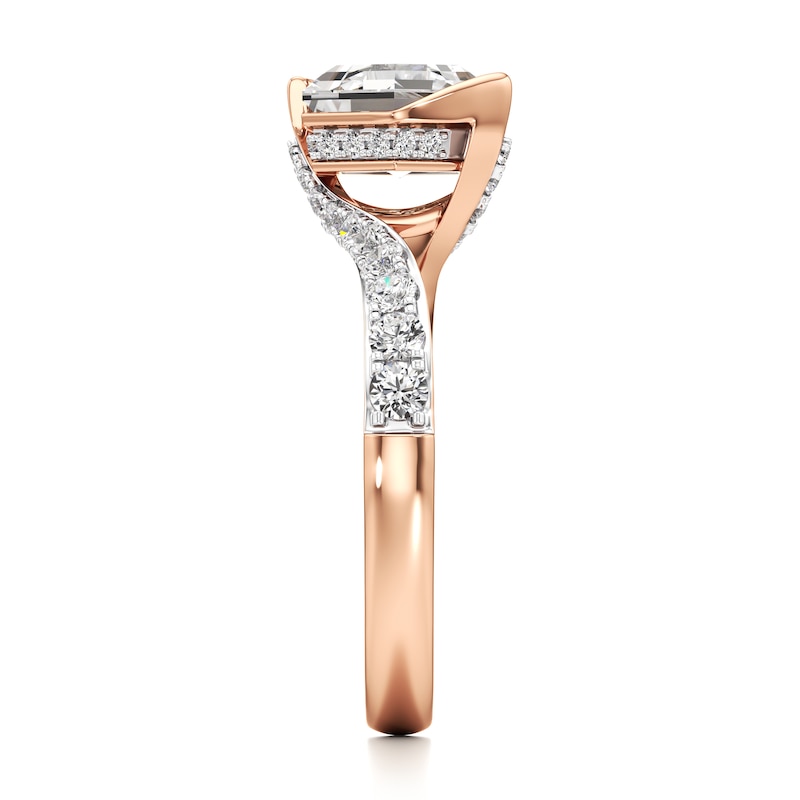 Main Image 3 of J'Lure Hexagon Step-Cut Lab-Grown Diamond Bypass Engagement Ring 2-1/2 ct tw 18K Rose Gold