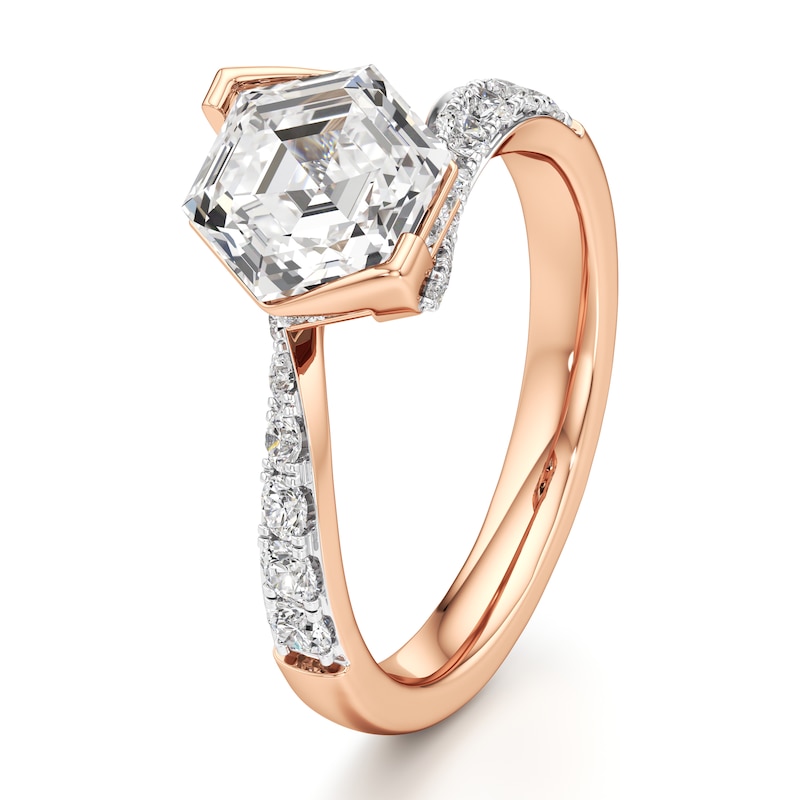 Main Image 4 of J'Lure Hexagon Step-Cut Lab-Grown Diamond Bypass Engagement Ring 2-1/2 ct tw 18K Rose Gold