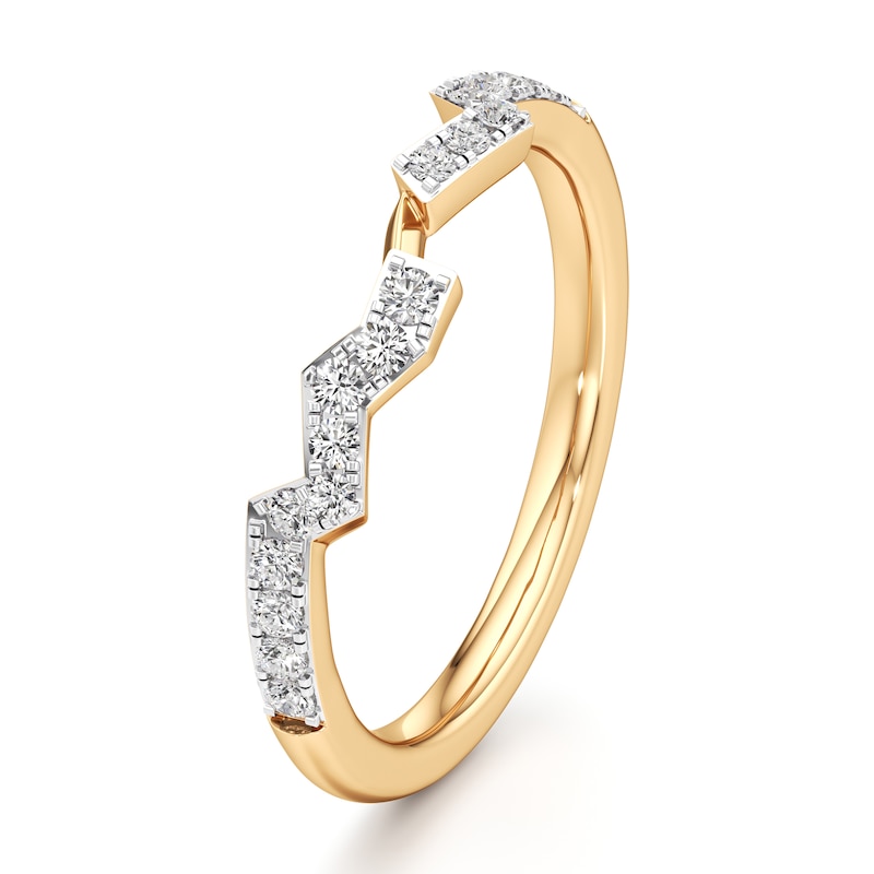Main Image 4 of J'Lure Lab-Grown Diamond Angled Contour Wedding Band 1/5 ct tw 18K Yellow Gold