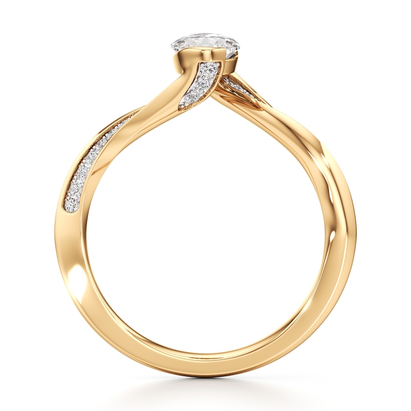Main Image 2 of J'Lure Moval Old-Cut Lab-Grown Diamond Bypass Engagement Ring 1-1/6 ct tw 18K Yellow Gold