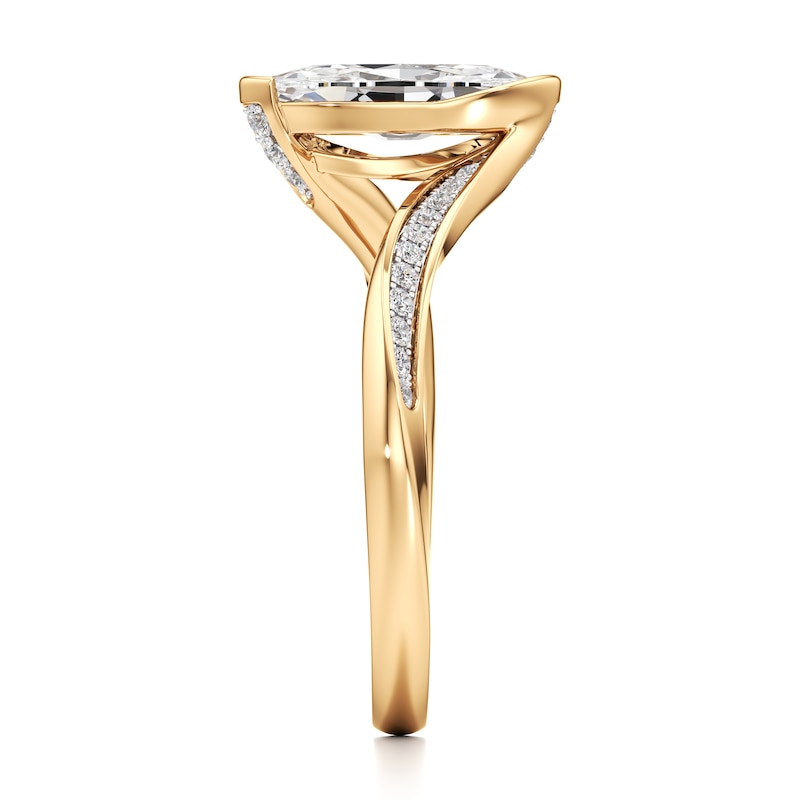 Main Image 3 of J'Lure Moval Old-Cut Lab-Grown Diamond Bypass Engagement Ring 1-1/6 ct tw 18K Yellow Gold