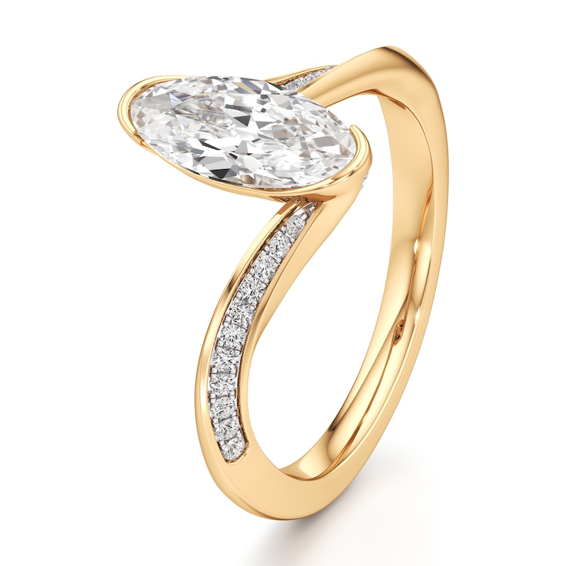 Main Image 4 of J'Lure Moval Old-Cut Lab-Grown Diamond Bypass Engagement Ring 1-1/6 ct tw 18K Yellow Gold