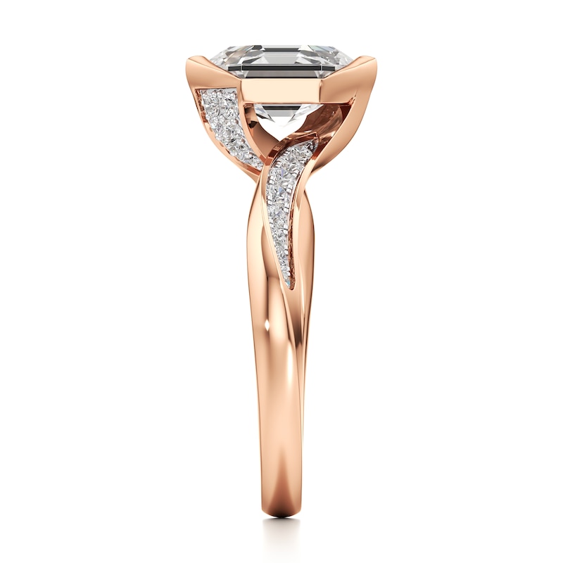 Main Image 3 of J'Lure Hexagon Step-Cut Lab-Grown Diamond Bypass Engagement Ring 2-1/4 ct tw 18K Rose Gold