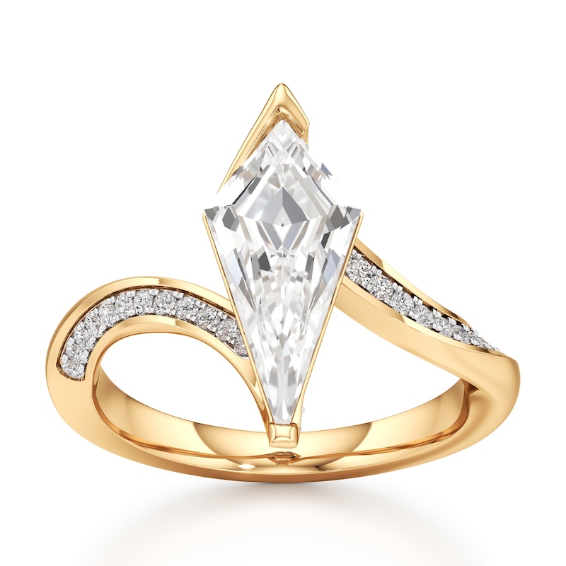 Main Image 1 of J'Lure Kite Step-Cut Lab-Grown Diamond Bypass Engagement Ring 2-1/6 ct tw 18K Yellow Gold