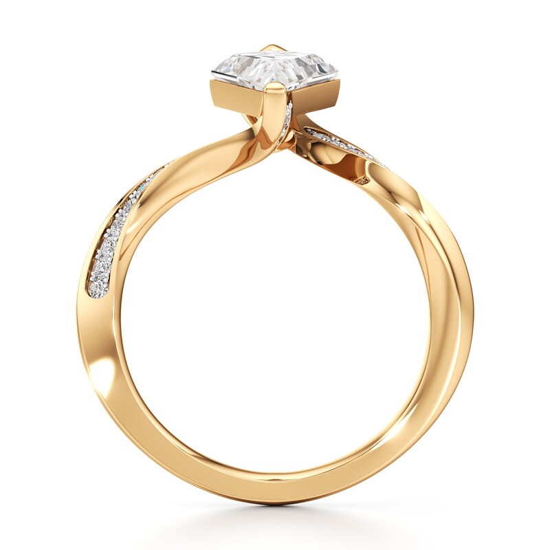 Main Image 2 of J'Lure Kite Step-Cut Lab-Grown Diamond Bypass Engagement Ring 2-1/6 ct tw 18K Yellow Gold