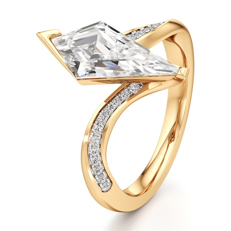 Main Image 4 of J'Lure Kite Step-Cut Lab-Grown Diamond Bypass Engagement Ring 2-1/6 ct tw 18K Yellow Gold