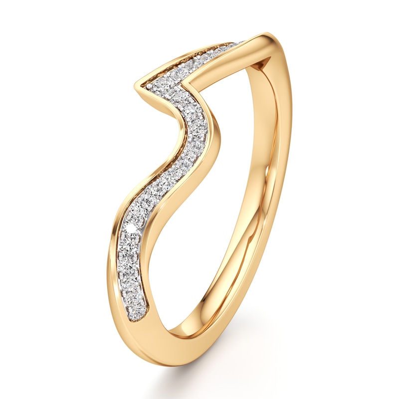 Main Image 4 of J'Lure Lab-Grown Diamond Contour Wedding Band 1/6 ct tw 18K Yellow Gold