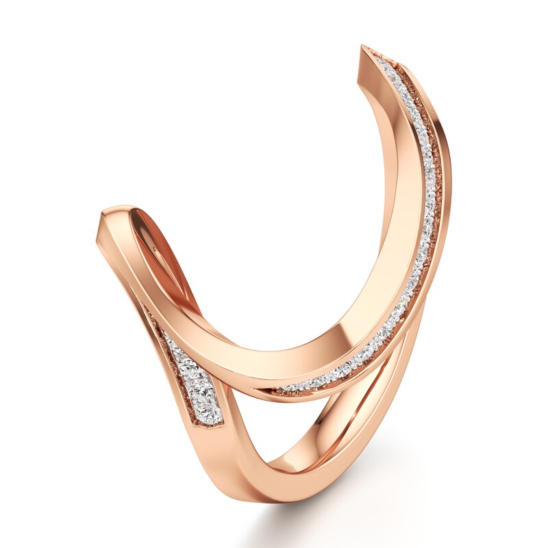 Main Image 4 of J'Lure Lab-Grown Diamond Contour Wedding Band 1/5 ct tw 18K Rose Gold