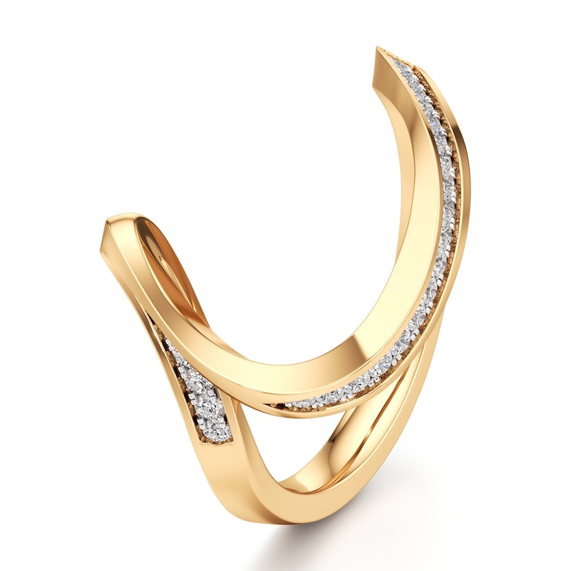 Main Image 4 of J'Lure Lab-Grown Diamond Contour Wedding Band 1/5 ct tw 18K Yellow Gold