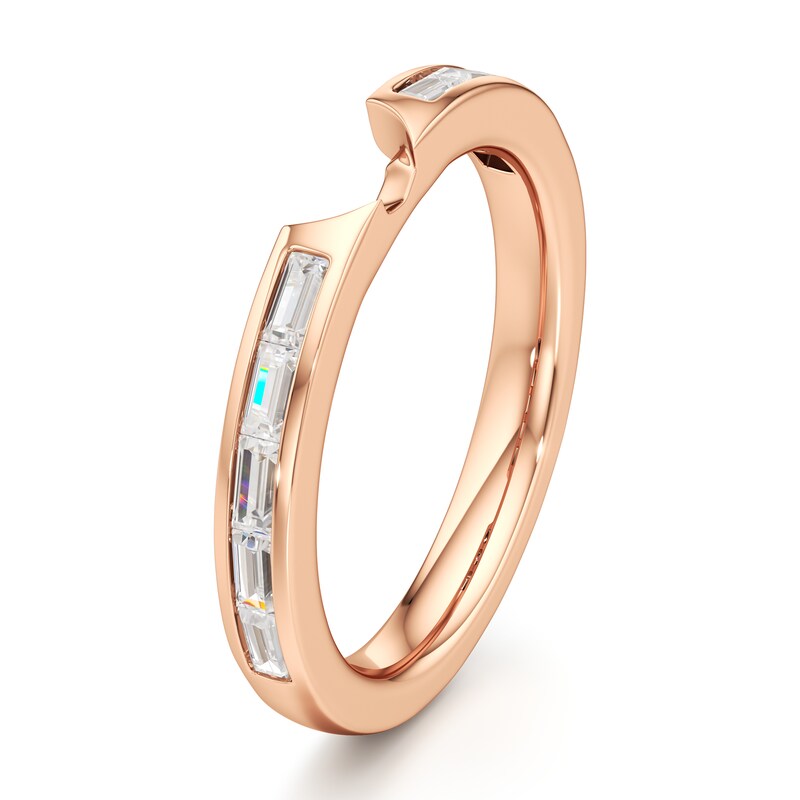 Main Image 4 of J'Lure Baguette-Cut Lab-Created Diamond Contour Wedding Band 3/8 ct tw 18K Rose Gold