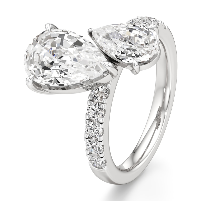 Main Image 4 of J'Lure Pear Step-Cut Two-Stone Lab-Grown Diamond Engagement Ring 4-5/8 ct tw 18K White Gold