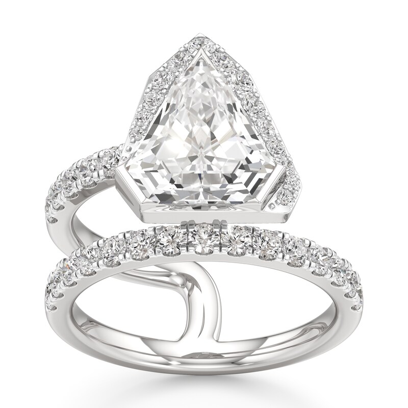 Main Image 1 of J'Lure Shield Step-Cut Lab-Grown Diamond Spiral Engagement Ring 3-7/8 ct tw 18K White Gold