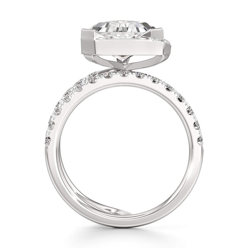 Main Image 2 of J'Lure Shield Step-Cut Lab-Grown Diamond Spiral Engagement Ring 3-7/8 ct tw 18K White Gold