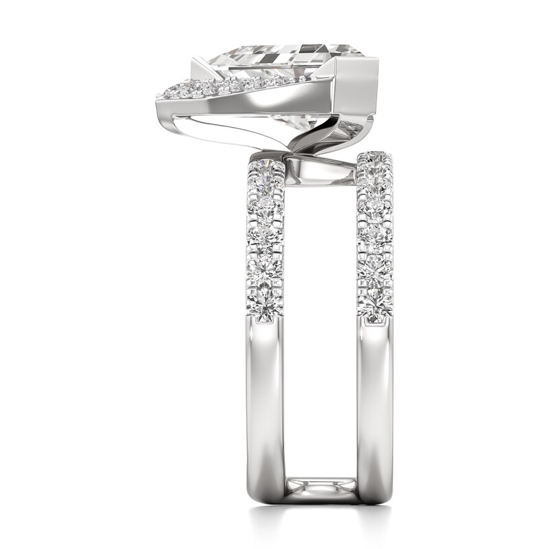 Main Image 3 of J'Lure Shield Step-Cut Lab-Grown Diamond Spiral Engagement Ring 3-7/8 ct tw 18K White Gold