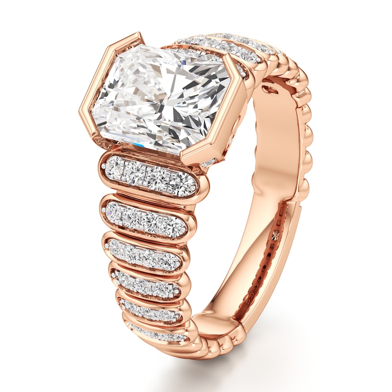 Main Image 4 of J'Lure Radiant Brilliant-Cut Lab-Grown Diamond Engagement Ring 2-3/8 ct tw 18K Rose Gold