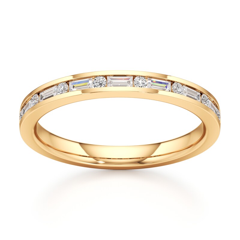 Main Image 1 of J'Lure Baguette & Round-Cut Lab-Grown Diamond Wedding Band 1/3 ct tw 18K Yellow Gold