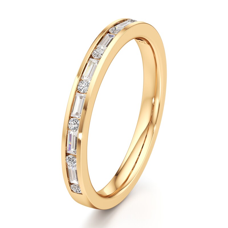 Main Image 4 of J'Lure Baguette & Round-Cut Lab-Grown Diamond Wedding Band 1/3 ct tw 18K Yellow Gold
