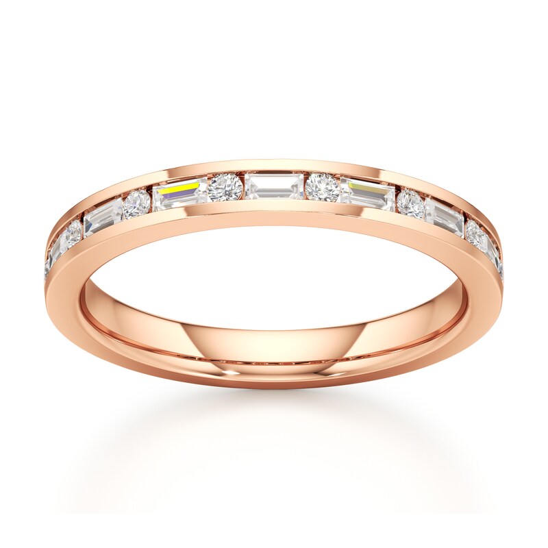 Main Image 1 of J'Lure Baguette & Round-Cut Lab-Grown Diamond Wedding Band 3/8 ct tw 18K Rose Gold