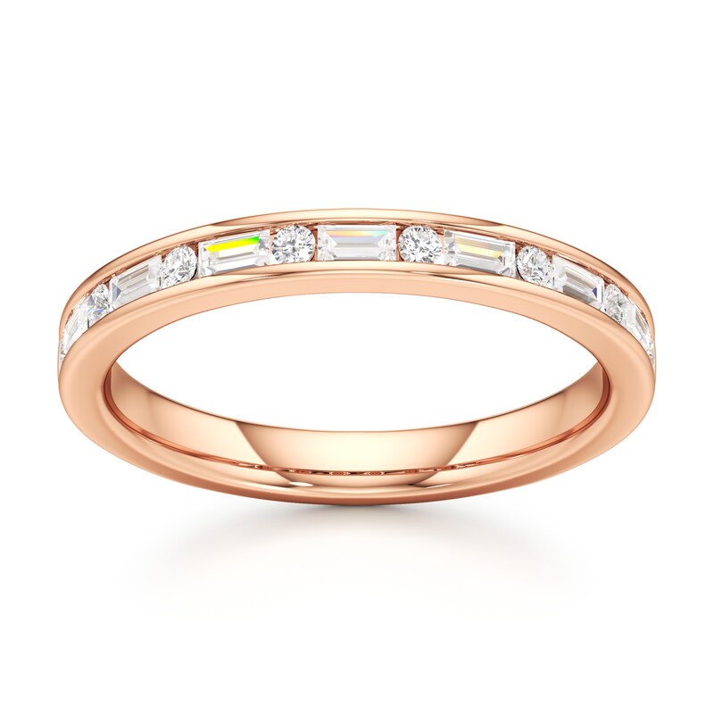 Main Image 1 of J'Lure Baguette & Round-Cut Lab-Grown Diamond Wedding Band 3/8 ct tw 18K Rose Gold