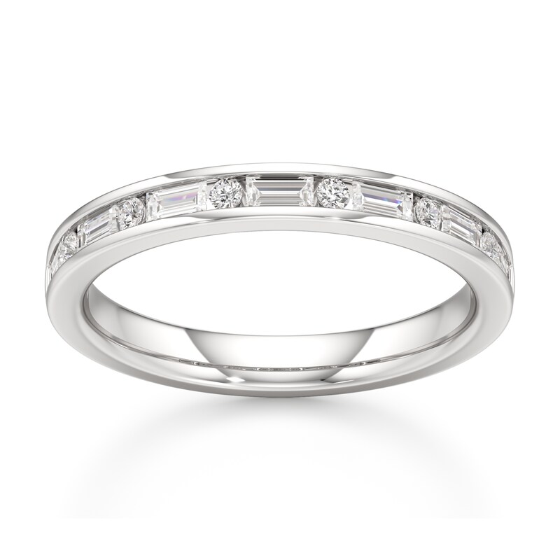 Main Image 1 of J'Lure Baguette & Round-Cut Lab-Grown Diamond Wedding Band 3/8 ct tw 18K White Gold