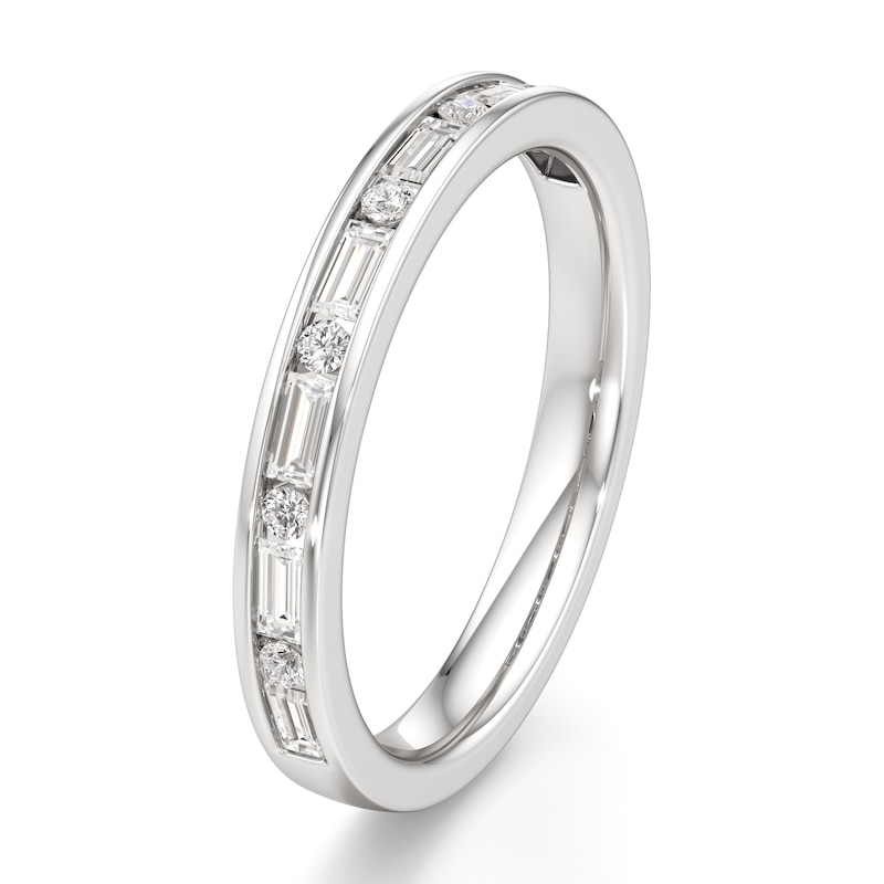 Main Image 4 of J'Lure Baguette & Round-Cut Lab-Grown Diamond Wedding Band 3/8 ct tw 18K White Gold