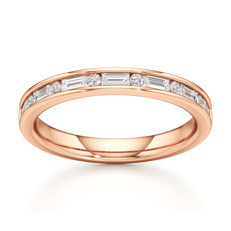 Main Image 1 of J'Lure Baguette & Round-Cut Lab-Grown Diamond Wedding Band 3/8 ct tw 18K Rose Gold