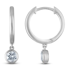 Round-Cut Lab-Grown Diamond Solitaire Dangle Hoop Earrings 1/2 ct tw 14K White Gold (SI2/F)
