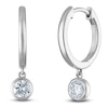 Thumbnail Image 2 of Round-Cut Lab-Grown Diamond Solitaire Dangle Hoop Earrings 1/2 ct tw 14K White Gold (SI2/F)