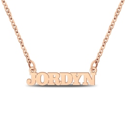 Block Name Necklace 14K Rose Gold 18"