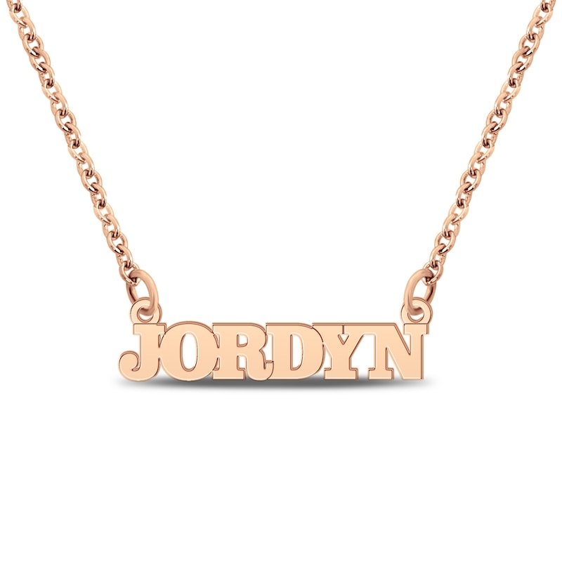 Main Image 1 of Block Name Necklace 14K Rose Gold 18"