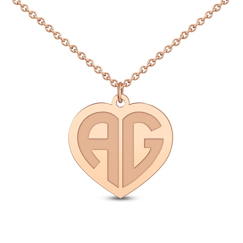 Main Image 1 of Initial Heart Necklace 14K Rose Gold 18"