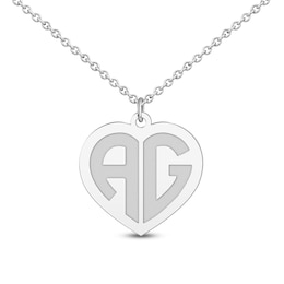 Initial Heart Necklace 14K White Gold 18"