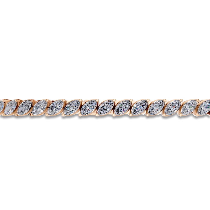 Main Image 2 of Marquise-Cut Lab-Grown Diamond Tennis Bracelet 5 ct tw 14K Rose Gold 7"