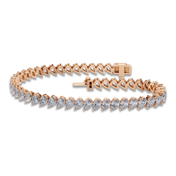 Jared Signature Pear-Shaped Lab-Grown Diamond Tennis Bracelet 5 ct tw 14K Rose Gold 7"