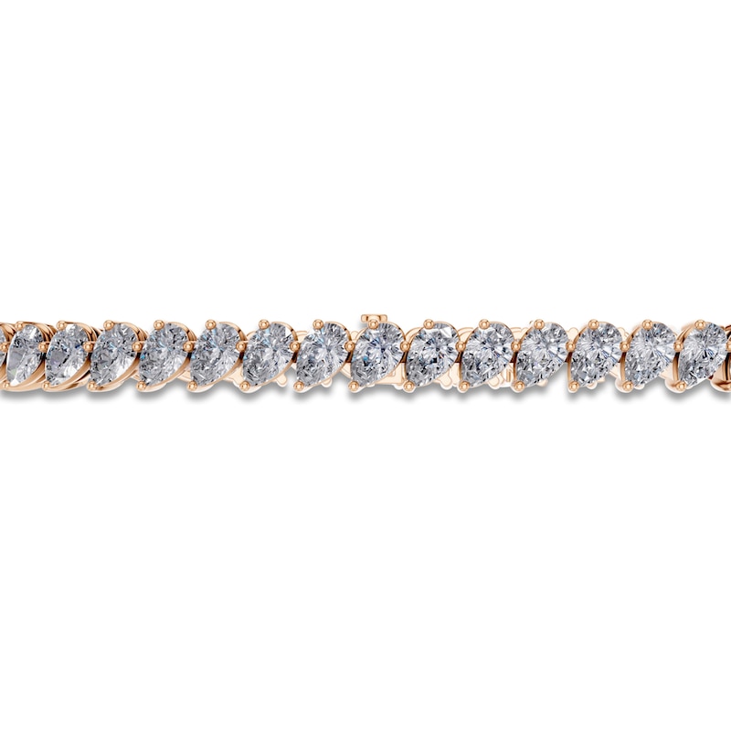 Main Image 2 of Pear-Shaped Lab-Grown Diamond Tennis Bracelet 5 ct tw 14K Rose Gold 7"