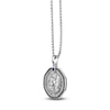 Thumbnail Image 2 of Men's Natural Blue Sapphire & Black Diamond Lion Necklace 1/4 ct tw Sterling Silver 24"