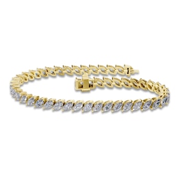Marquise-Cut Lab-Grown Diamond Tennis Bracelet 5 ct tw 14K Yellow Gold 7"