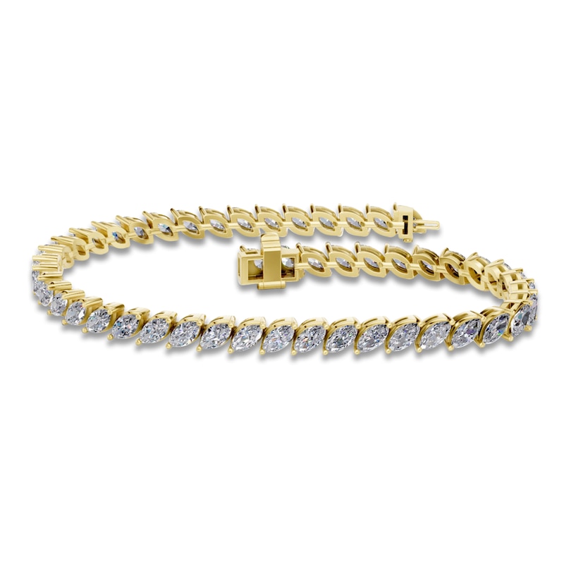 Main Image 1 of Marquise-Cut Lab-Grown Diamond Tennis Bracelet 5 ct tw 14K Yellow Gold 7"