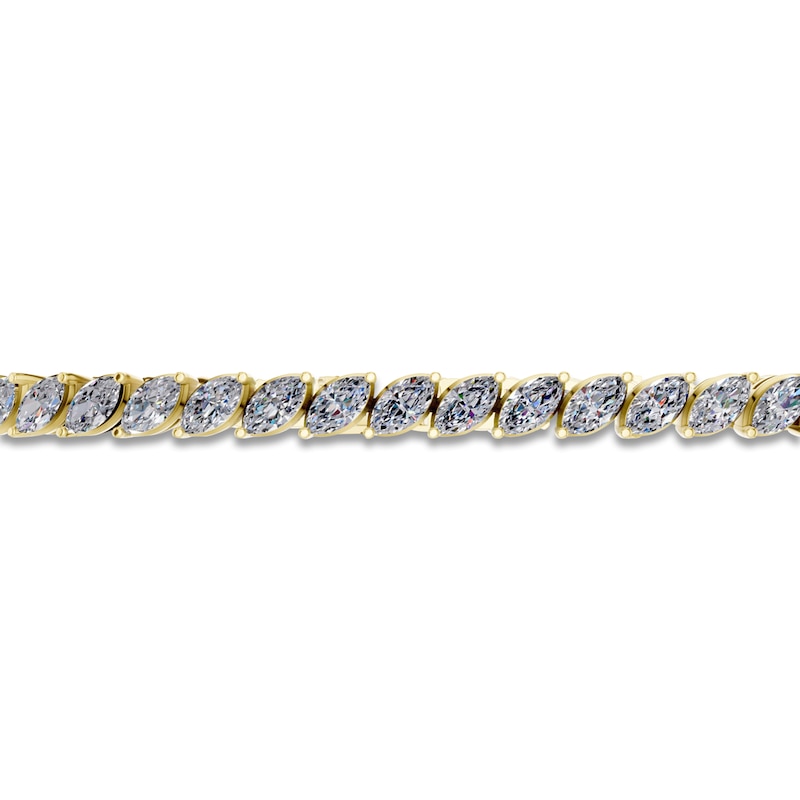 Main Image 2 of Marquise-Cut Lab-Grown Diamond Tennis Bracelet 5 ct tw 14K Yellow Gold 7"