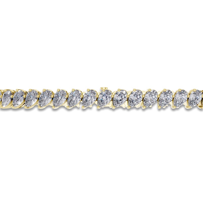 Main Image 2 of Jared Signature Pear-Shaped Lab-Grown Diamond Tennis Bracelet 5 ct tw 14K Yellow Gold 7"
